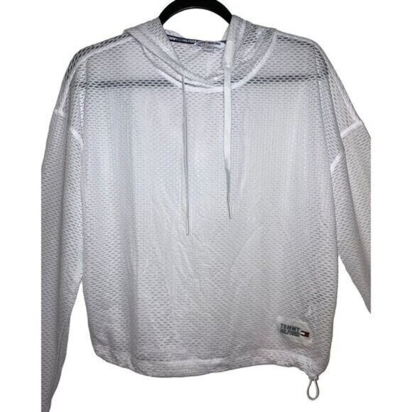 Tommy Hilfiger White Breathable Athletic Hoodie Top Size M - Picture 4 of 14